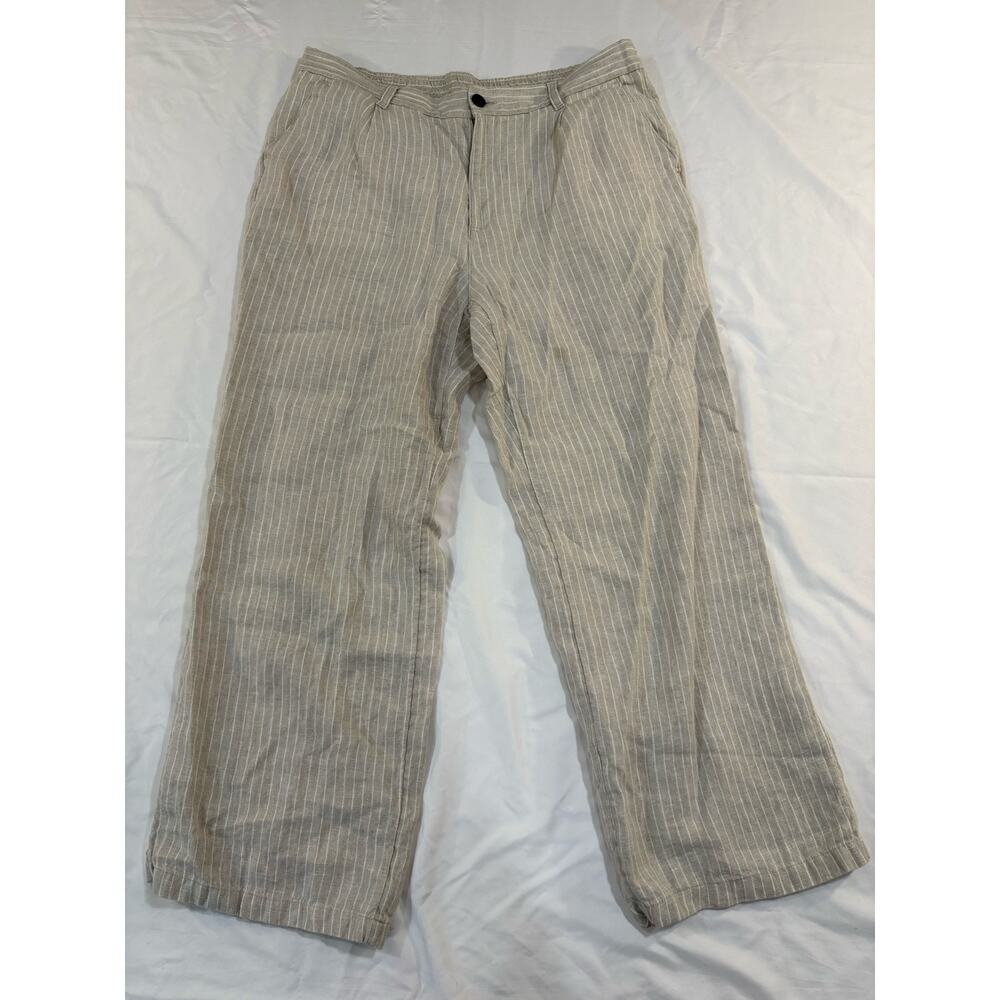 Lands End 100% Linen Wide Leg Pants Size 16